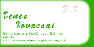 denes kovacsai business card